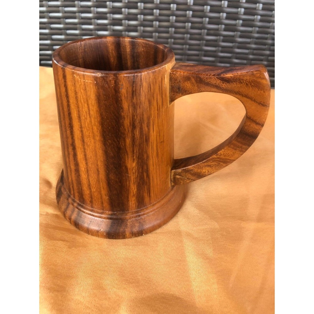 vintage /Antique Wooden Cup Handmade Coffee Tea Beer Juice Milk Mug Drink - Picture 1 of 7